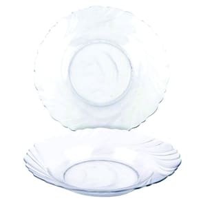 Kit Jogo Pratos Fundo Sopa Transparente 4 Peças 22,5cm