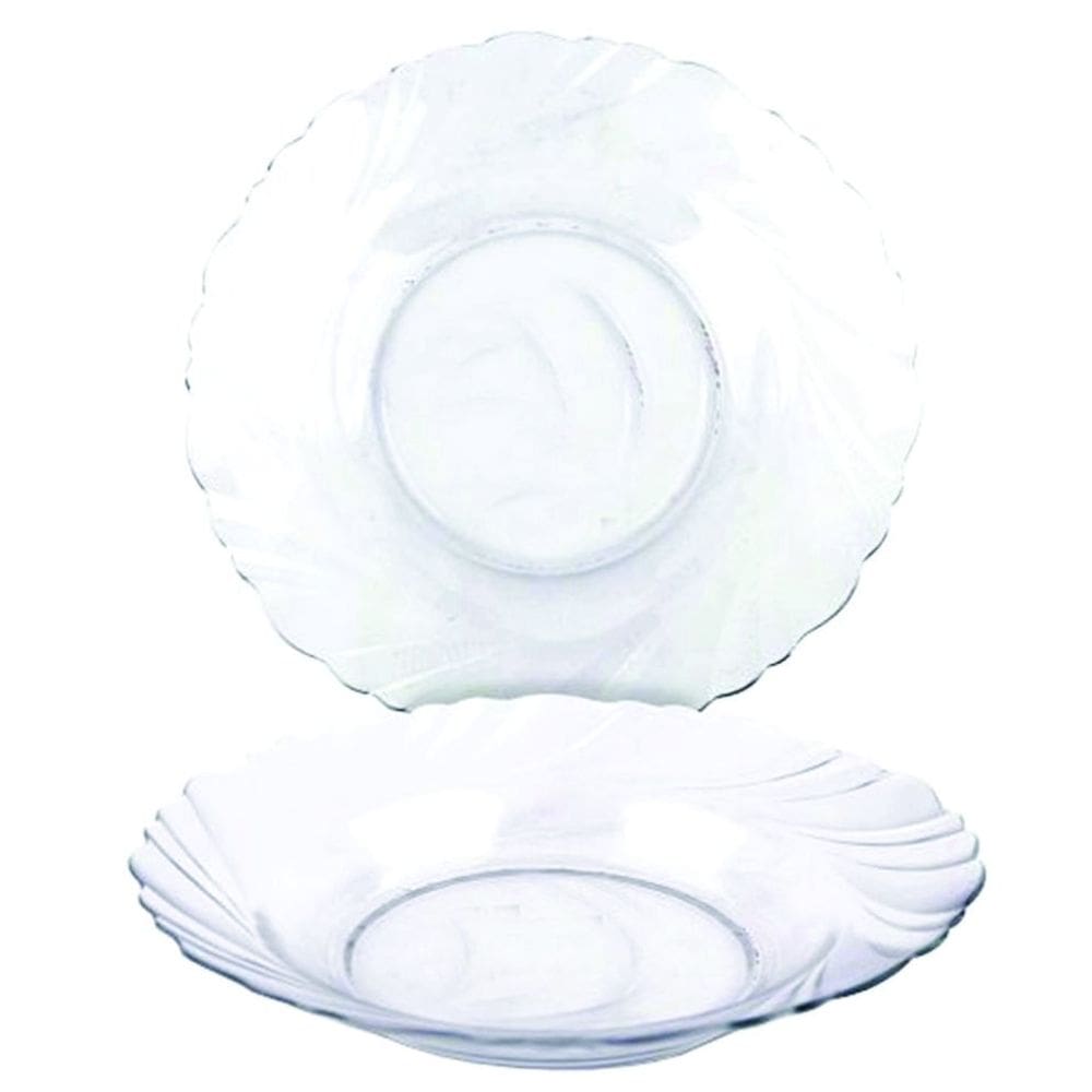 Kit Jogo Pratos Fundo Sopa Transparente 12 Peças 22,5cm