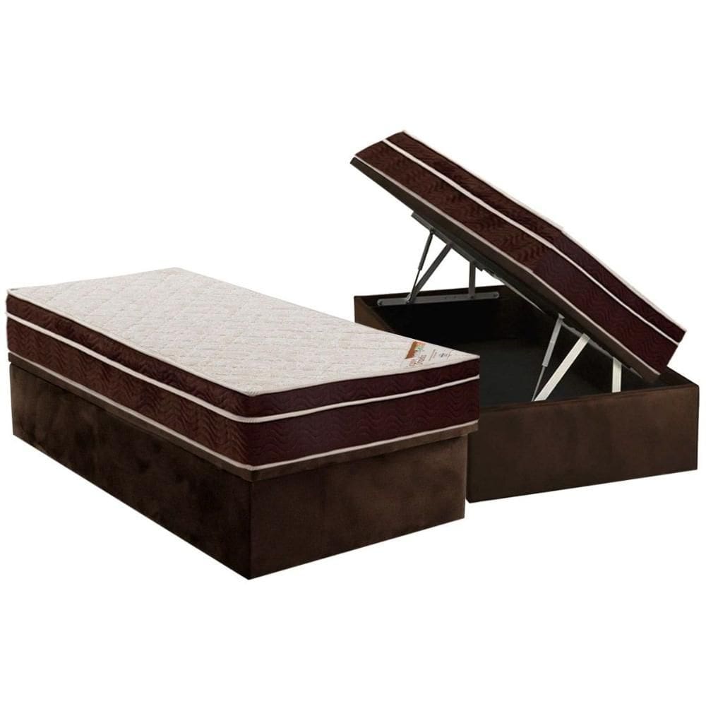 Cama Box Baú Solteiro: Colchão Ortopédico Ortobom Exclusive + Base CRC Courano Black(88x188)