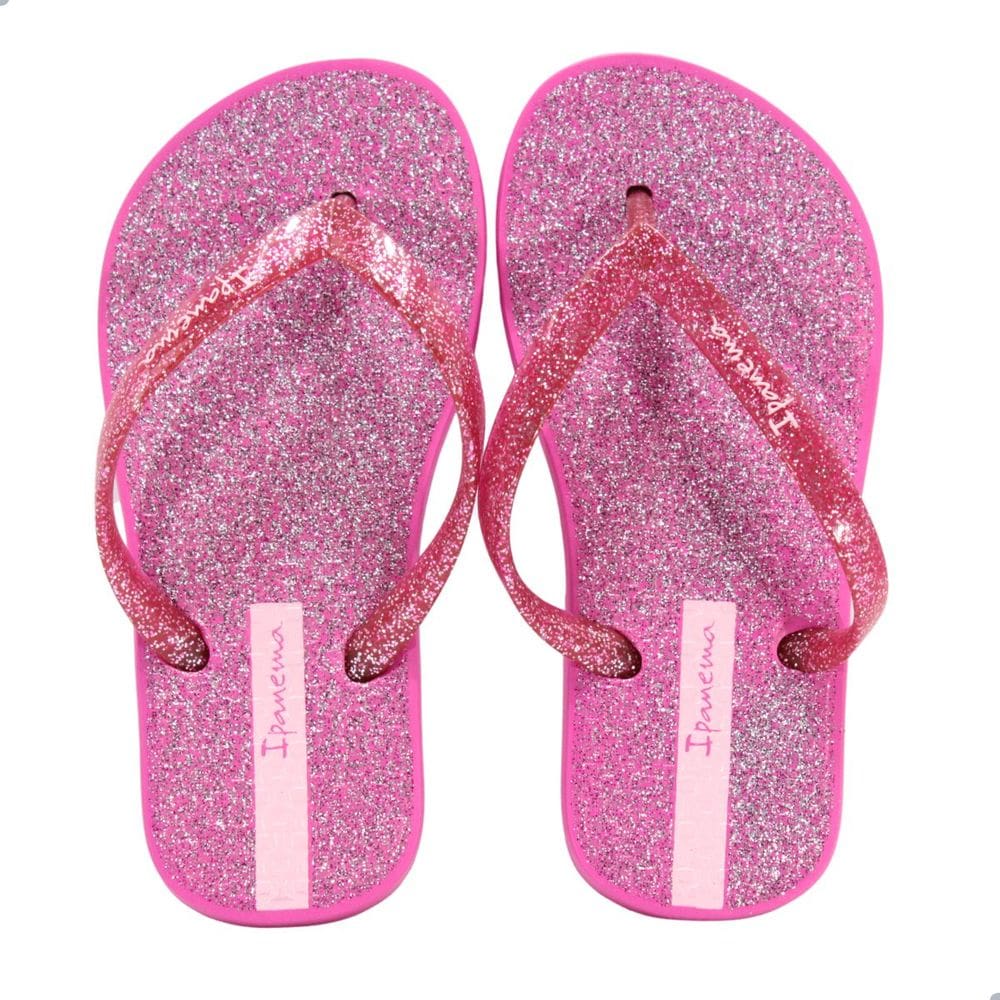 Chinelo Infantil Feminino Ipanema Rosa Escuro Glitter