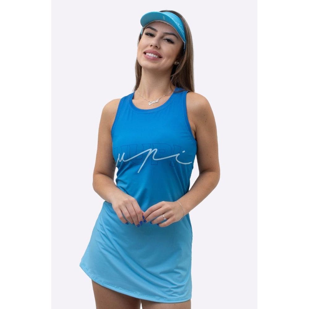 Vestido Beach Tennis Com Shorts Poliéster HUPI Colors Azul