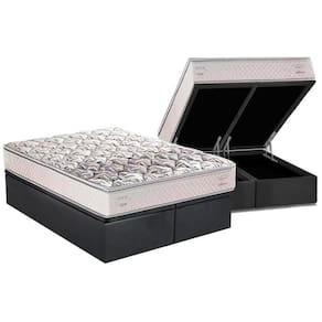 Cama Box Baú Queen: Colchão Ortopédico Herval AG65 ErgoPlus C1604 Double Face + Base CRC Suede Gray(158x198)