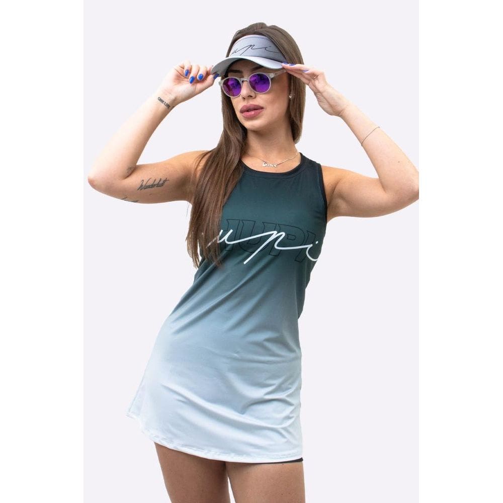 Vestido Beach Tennis Com Shorts Poliéster HUPI Colors Cinza