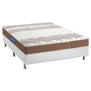 Cama Box Casal: Colchão Espuma D33 Probel Guarda Costa + Base CRC Courano White(138x188)