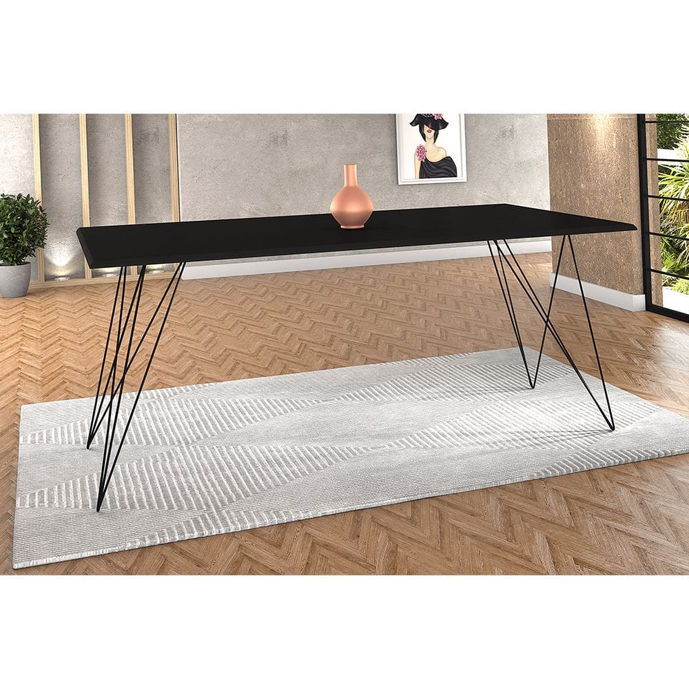 Mesa De Madeira Trama Plus Base Preta Com Tampo Preto 150 X 90 - New Green