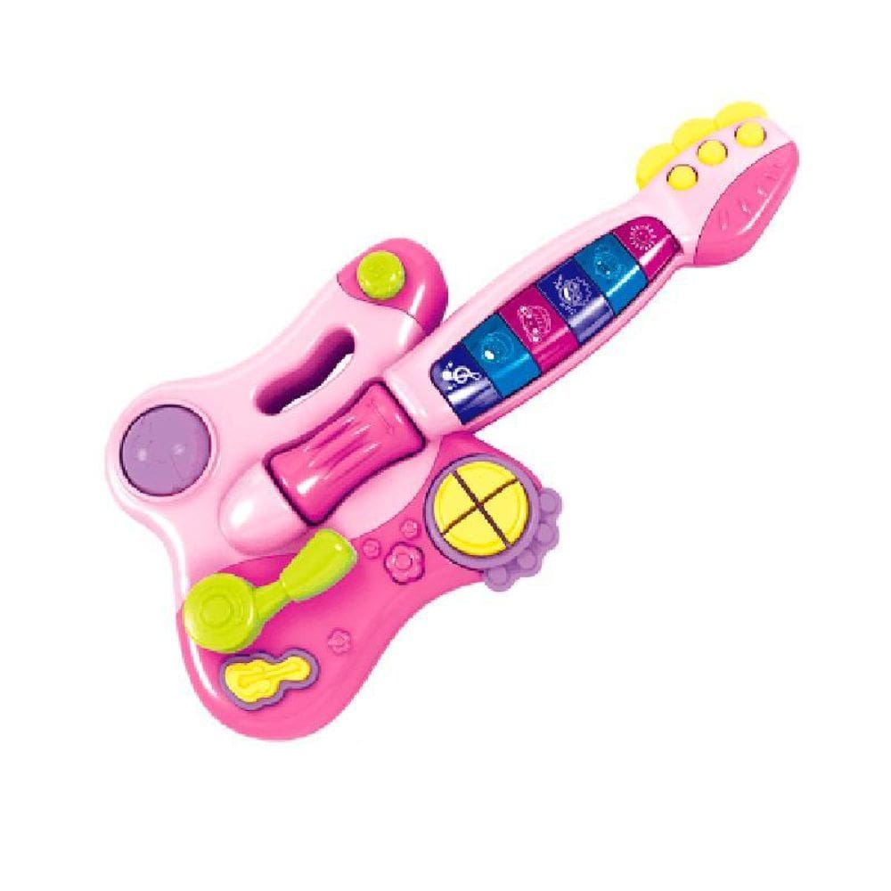 Guitarra De Brinquedo Baby Com Musica Rosa He0502 - Dorémi