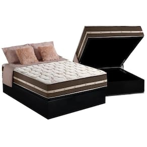 Cama Box Baú Casal: Colchão Molas Anjos Superlastic Classic + Base CRC Courano Black(138x188)
