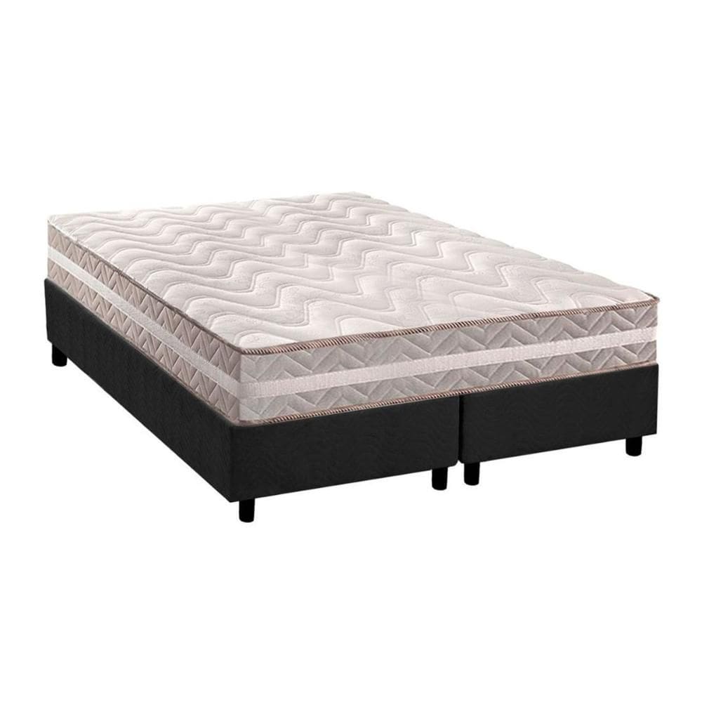 Cama Box Queen: Colchão Ortopédico Paropas D33/AG65 Confort + Base CRC Suede Gray(158x198)