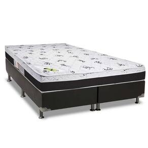 Cama Box Queen: Colchão Ortopédico Luckspuma D33/AG65 Aspen Super Firme + Base CRC Suede Black(158x198)