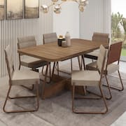 Conjunto Sala de Jantar 6 Cadeiras Charlotte Carraro Nogal com Rose