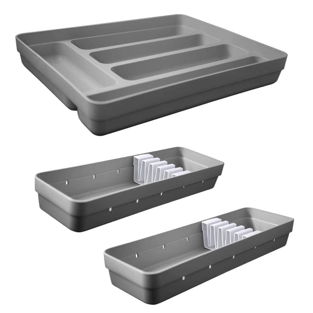 Conjunto Organizadores de Gavetas 1 Porta Talheres e 2 Porta Facas