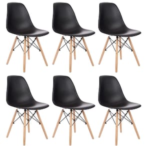 Kit 6 Cadeiras Charles Eames Eiffel - Pés de Madeira