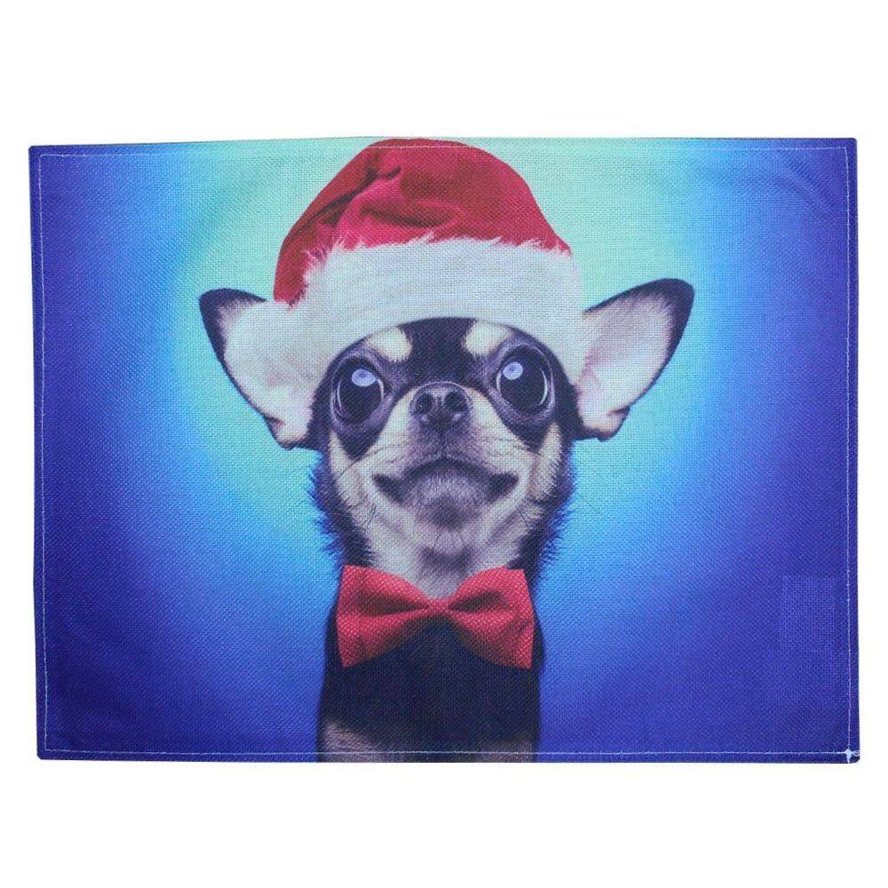 Jogo Americano Estampa Natal Cachorro Natalino 4 Peças