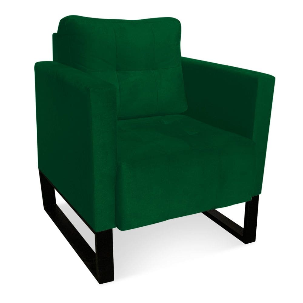 Poltrona Livia Suede Verde Base Industrial Preto - D`Rossi