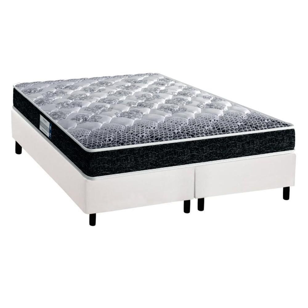 Cama Box Queen: Colchão Espuma Probel D33/EP  Advanced Tech1500 + Base CRC Suede White(158x198)