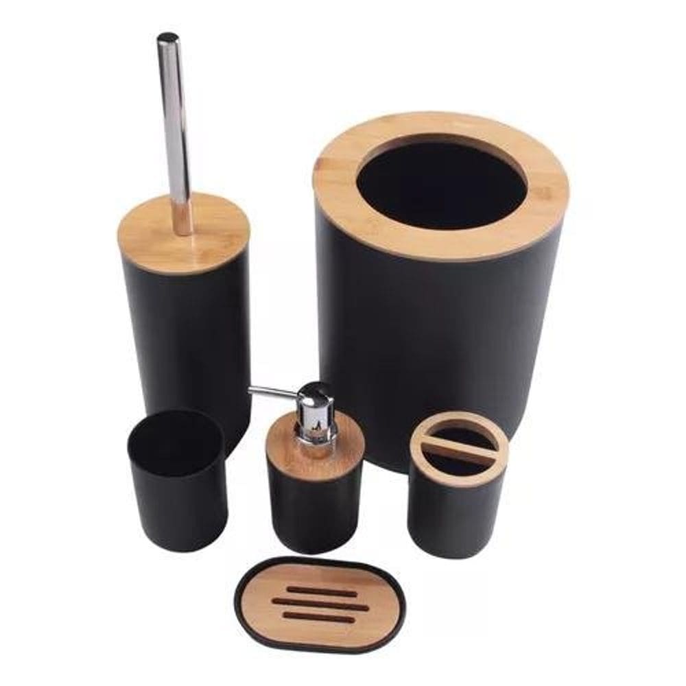 Kit 6 Peças Para Lavabo Banheiro Moderno Plástico ABS Bambu