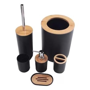 Kit 6 Peças Para Lavabo Banheiro Moderno Plástico ABS Bambu