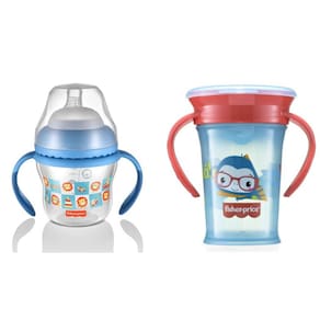 Kit Copo de Transição 150ml azul + Copo de Treinamento 210ml First Moments Fisher Price - BB1055K