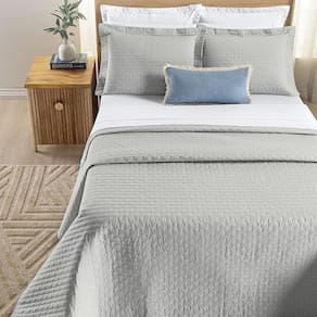 Colcha Cama Casal 3 Peças Bordado 200 Fios Verity Cinza