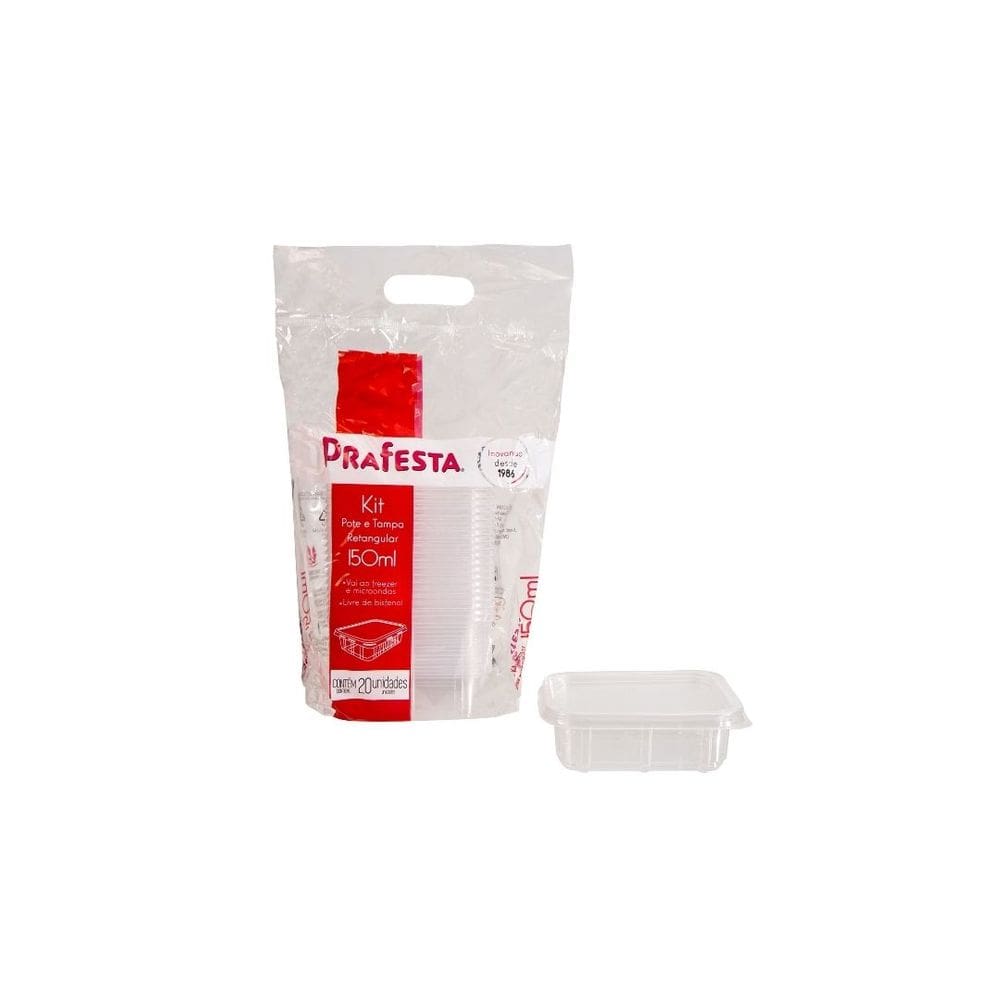Pote Retangular 150Ml. C/ Tampa C/15X20 Un. (Prafesta)