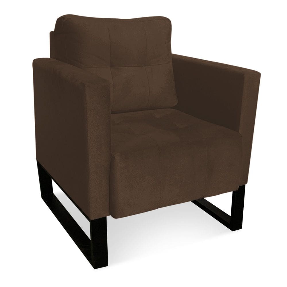 Poltrona Livia Suede Marrom Base Industrial Preto - D`Rossi