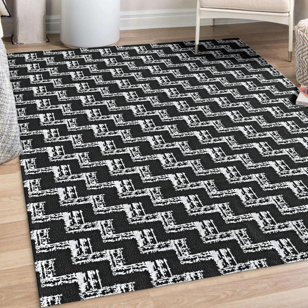 Tapete Jacquard Emborrachado 2,00M X 3,00M Sala Roma Preto