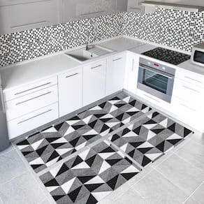 Tapete Cozinha 3 Peças Jacquard Antiderrapante Dallas Preto