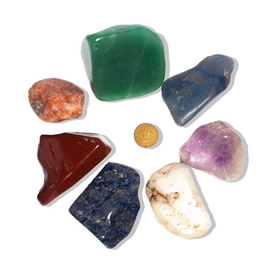 Kit 7 Chakras Pedra Rolado Natural Tamanho Grande 4 a 8 cm