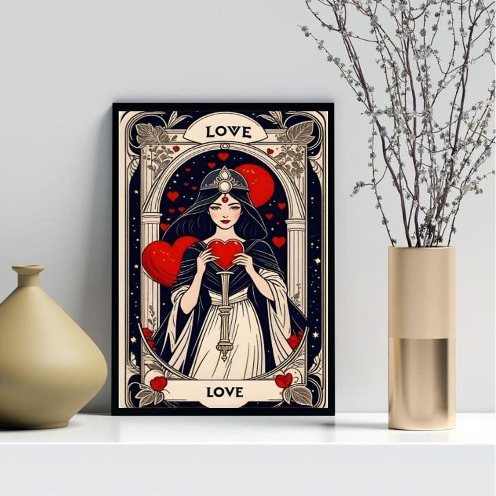 Quadro Decorativo Carta Tarot - Love 24X18Cm