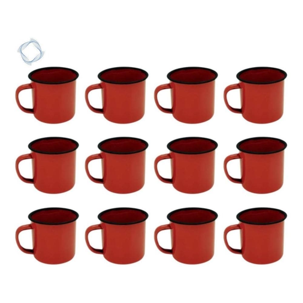 Caneca Esmaltada Retro 150Ml Vintage Jogo 24 Pcs - Vermelho