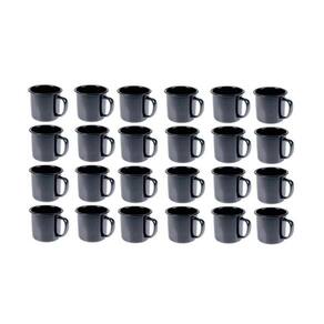 Caneca Esmaltada Retro 350Ml Preta Vintage Jogo 36 Pcs