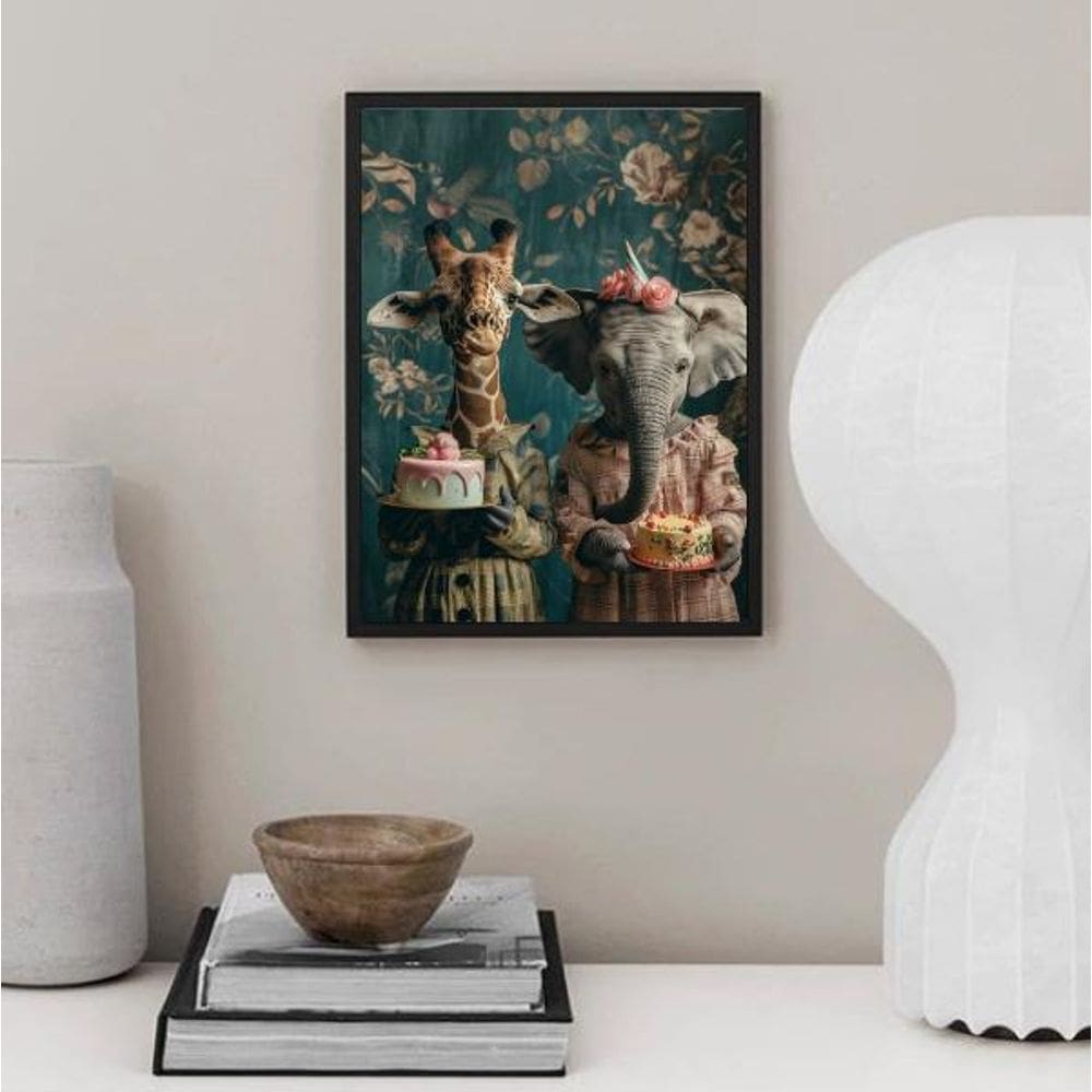 Quadro Amigas Girafa E Elefante 24X18Cm