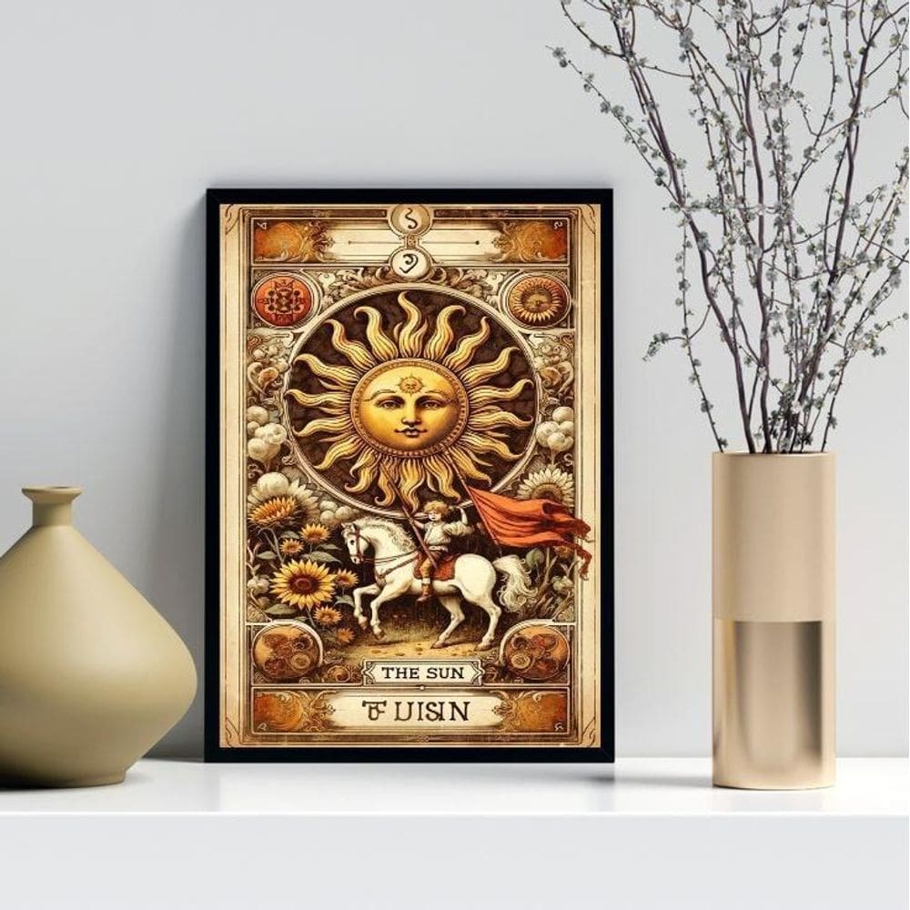 Quadro Carta Tarot Vintage - The Sun 33X24Cm