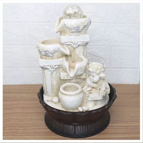 Fonte De Água Decorativa Cascata Anjo 3 Quedas Luz De Led Bivolt