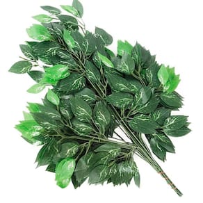 Kit 72 Ramos Decoração Arranjo Fícus Artificial Verde 14 Galhos Cada 60cm