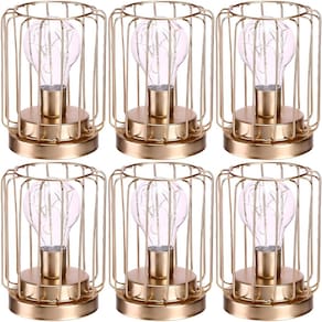 Kit 6 Abajur De Mesa Geométrico Lâmpada LED Metal Dourado