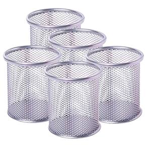 Kit 5 Porta Canetas Organizador Mesa Redondo Telado Aramado