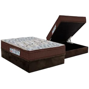 Cama Box Baú Casal: Colchão Espuma D45 Ortobom / EP ISO 150 Mega Firme + Base CRC Suede Brown(138x188)