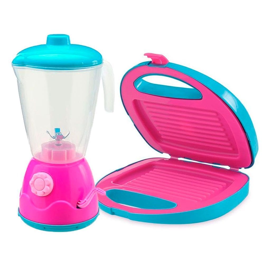 Kit Mini Brinquedo Cozinha Liquidificador E Sanduicheira