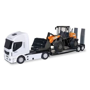 Brinquedo Caminhão Iveco Hi Way Plataforma Pá Carregadeira Case Construction
