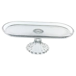 PRATO BOLEIRA COM PÉ HOME&CO OVAL VIDRO 12x34x16cm TRANSPARENTE