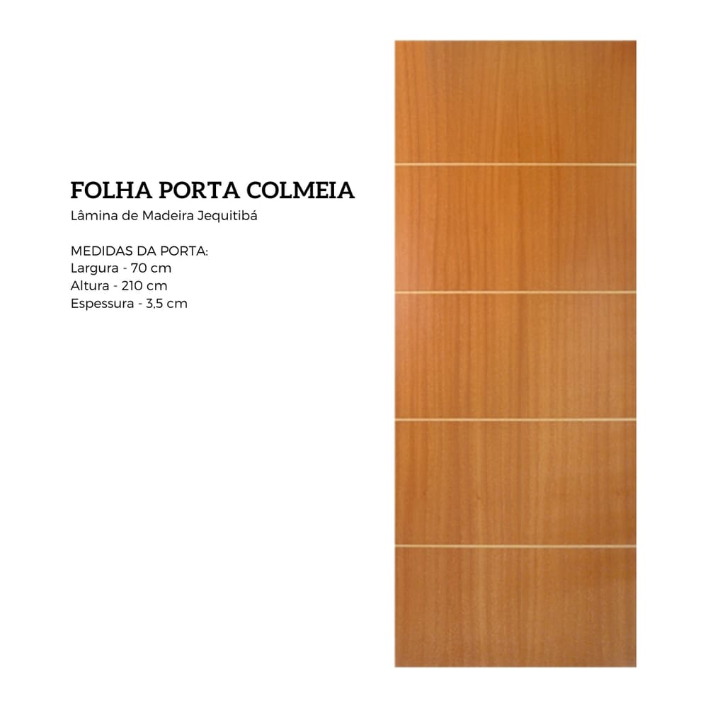 Porta Madeira Modelo Colmeia Frisada 4009 - 70x210 x 3,5 Jequitibá - Alamo