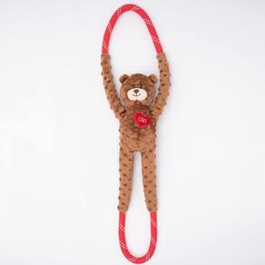 Pelúcia RopeTugz Bear Love Zippypaws Brinquedo Urso Cabo de Guerra com Apito Para Cães