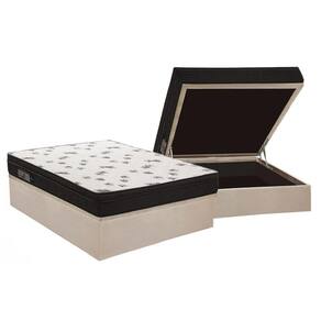 Cama Box Baú Casal: Colchão Espuma Ortobom D45 New Top Double Face + Base CRC Suede Clean(138x188)