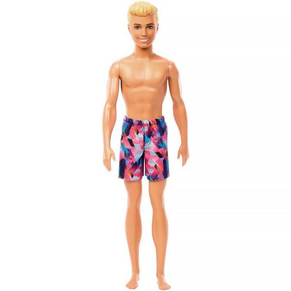 Boneco Barbie Fashion Praia Ken Bermuda Rosa E Azul Hxx52