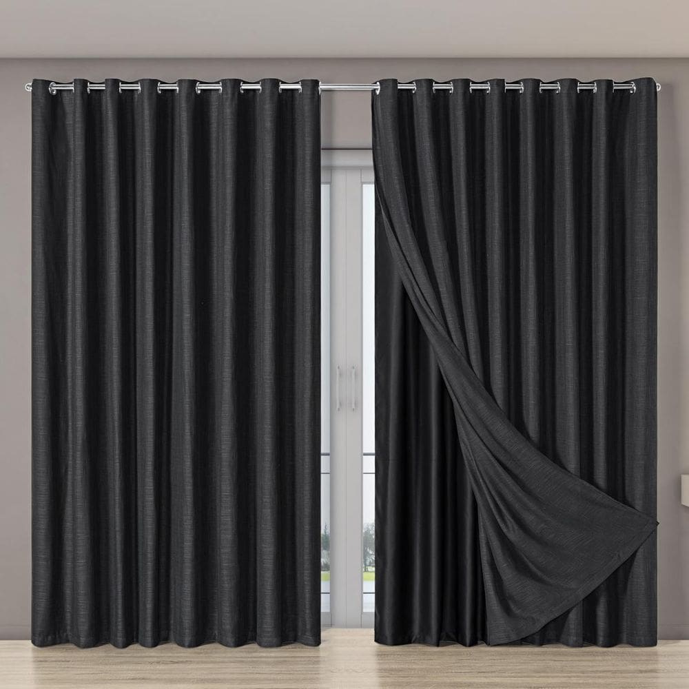 Cortina Porta Blecaute Voil Gaze Linho 5,60M X 2,70M Preto