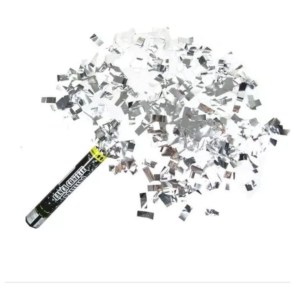 Kit 2 Lança Confete Chuva Prateada 60cm