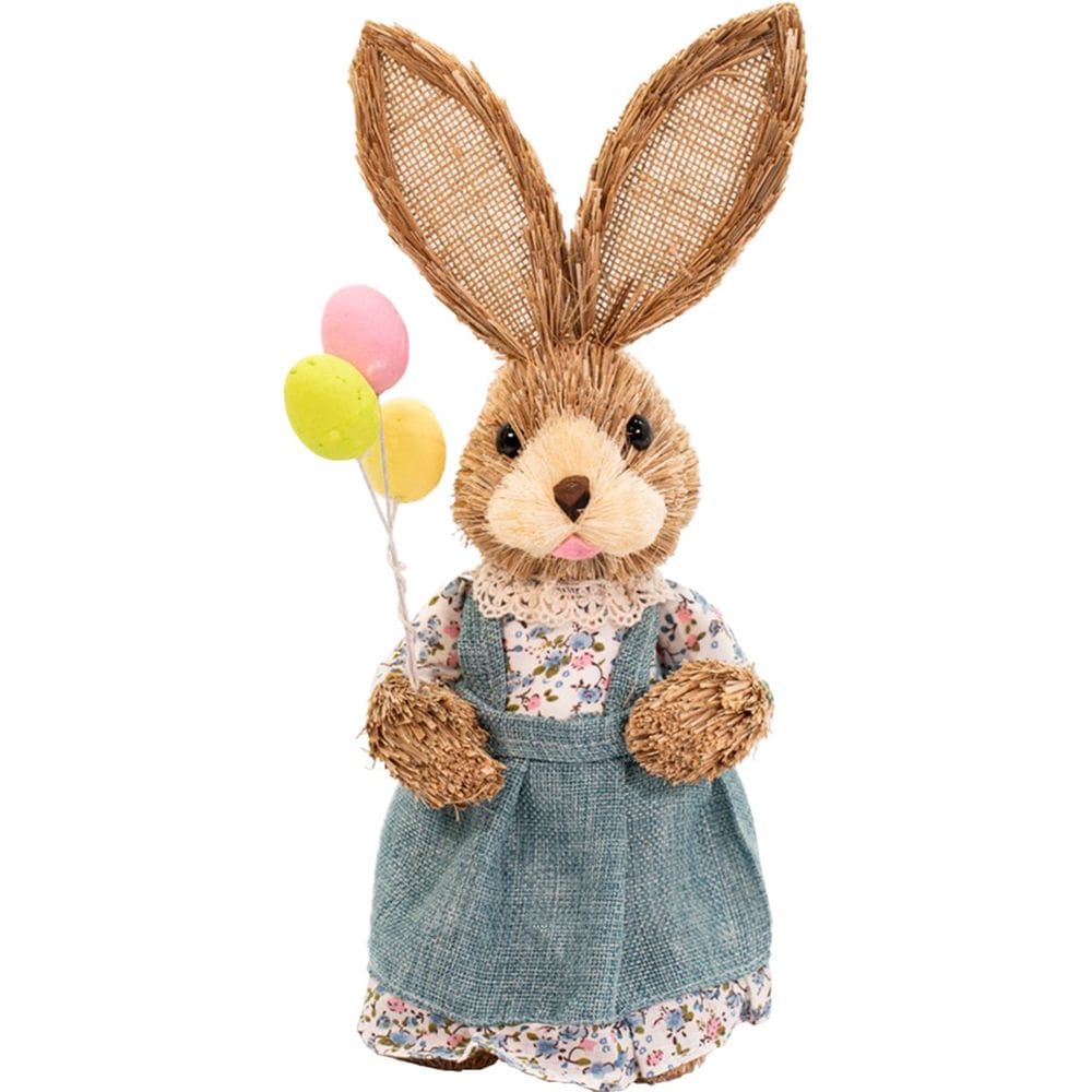 Coelho de Páscoa Coelhinho Em Palha Artesanal Enfeite 37cm