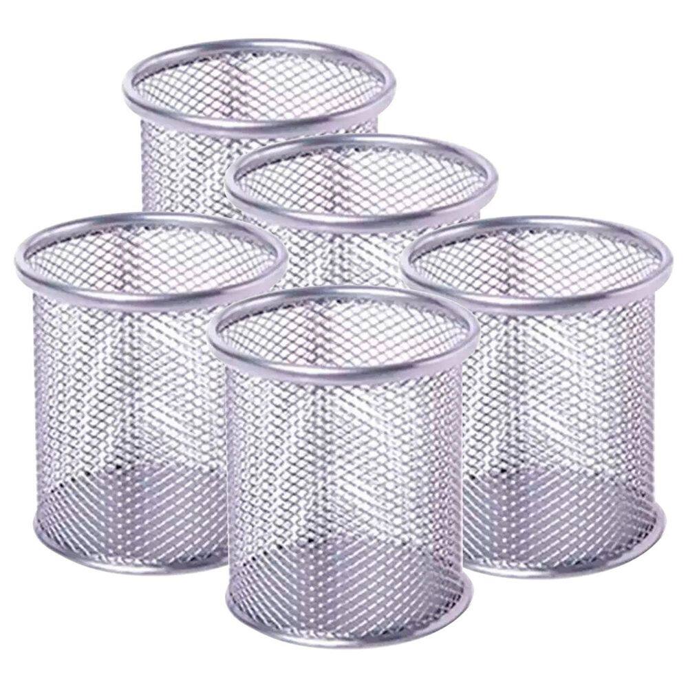 Kit 5 Porta Canetas Organizador Mesa Redondo Telado Aramado