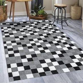 Tapete Jacquard Quarto 1,35M X 2,00M Pequeno Pixel Preto